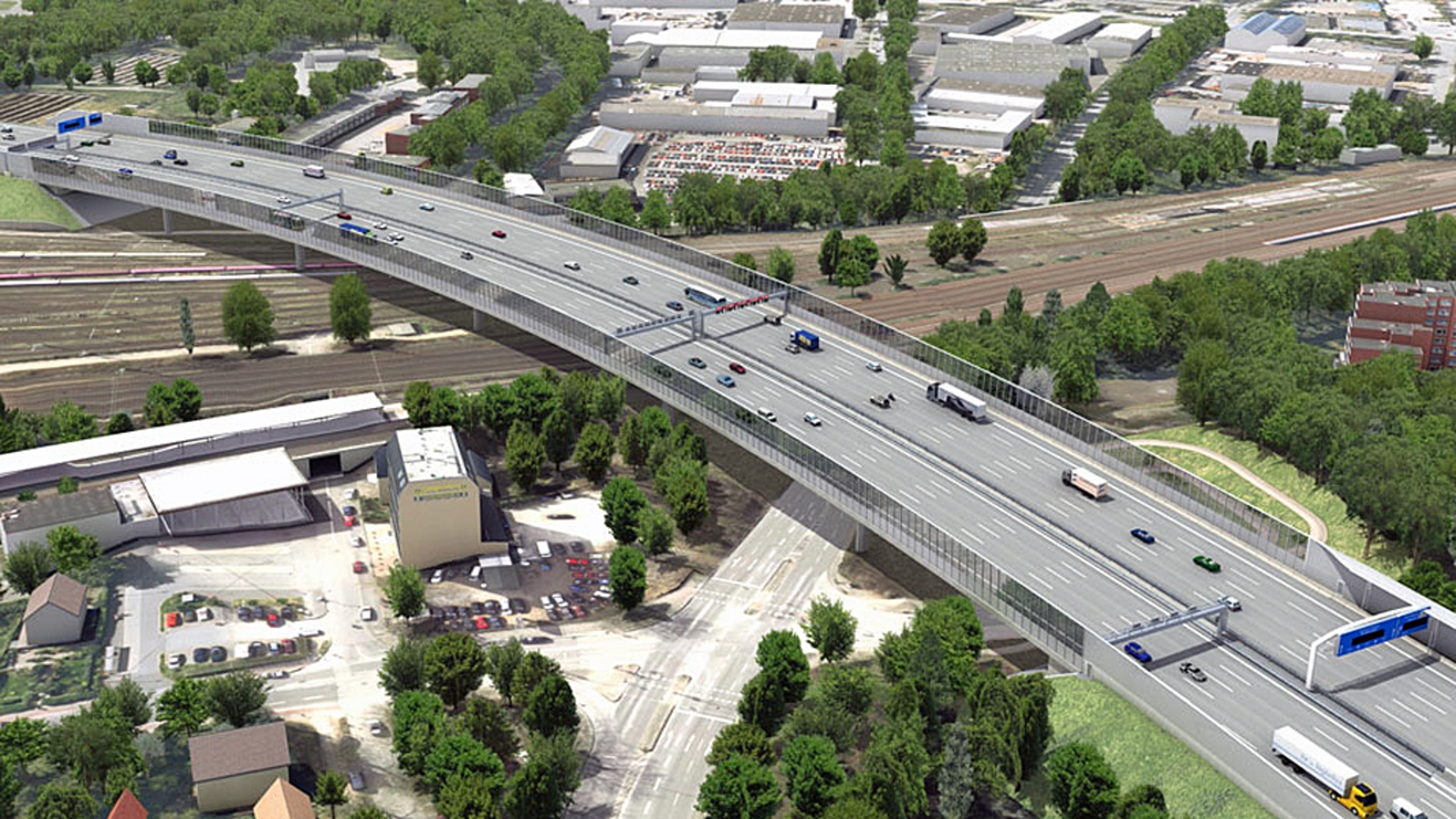 Die Computergrafik zeigt, wie die verbreiterte Langenfelder Brücke in Hamburg aussehen soll. © DEGES V-KON.media Foto: DEGES V-KON.media