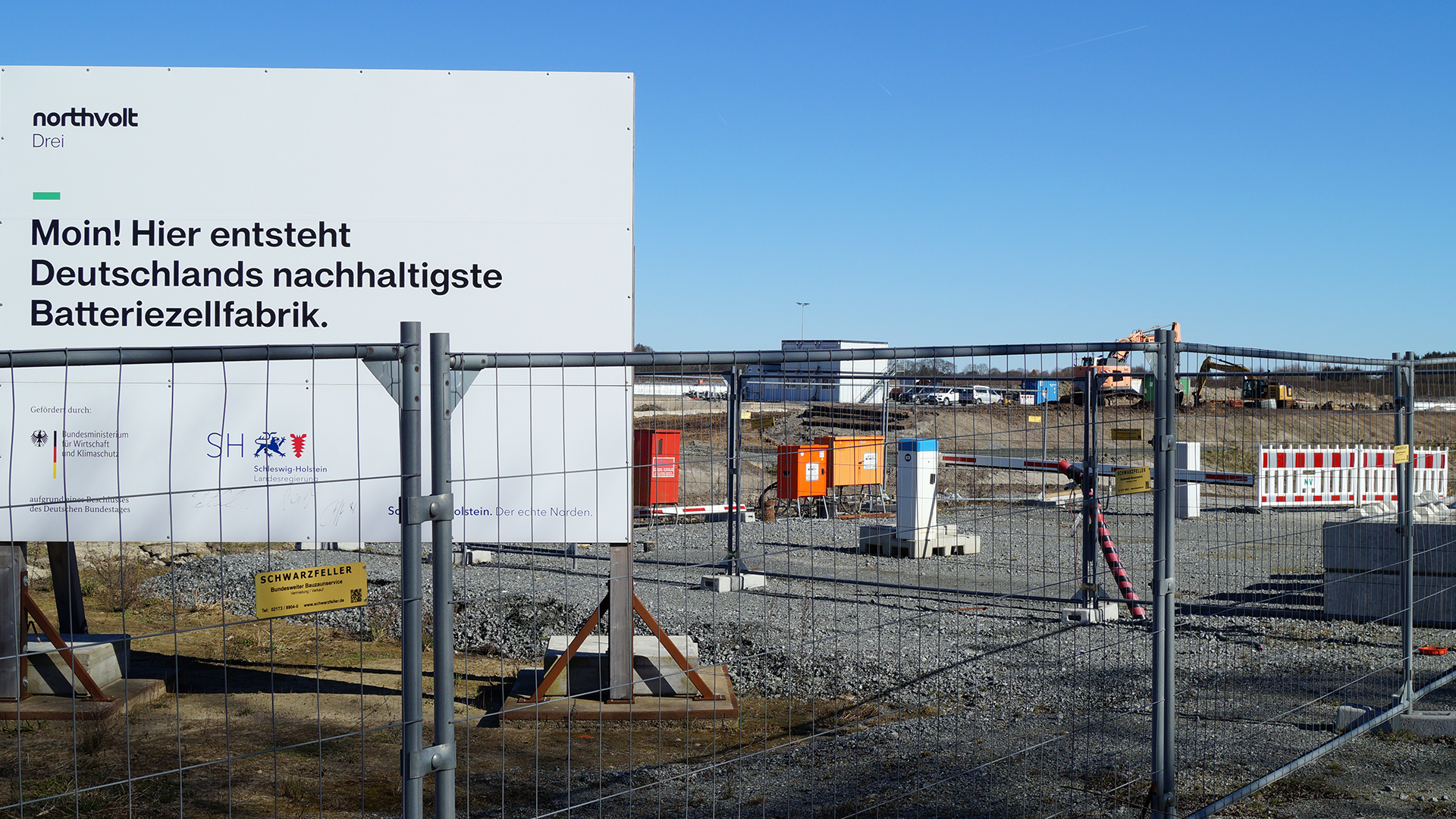 Ein Blick auf die Baustelle von Northvolt Batteriefabrick bei Heide. © NDR/Maren Abächerli Foto: Maren Abächerli